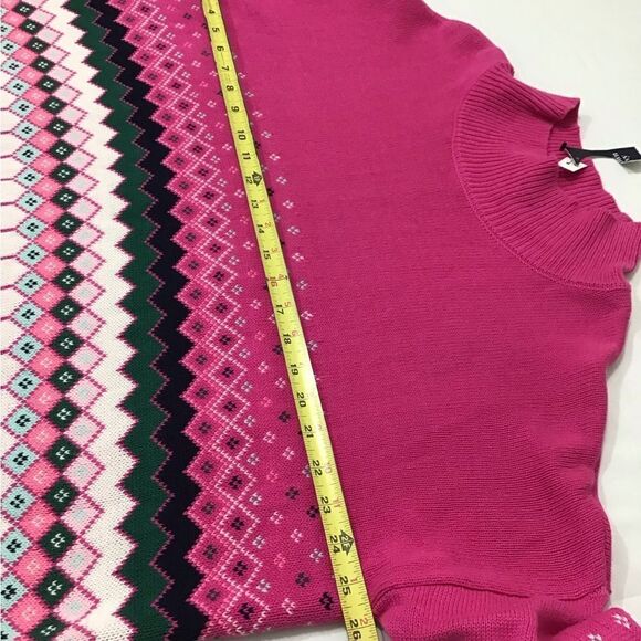 Crown & Ivy Pink Knit Ski Sweater Oversized New Size Large - Picture 10 of 11